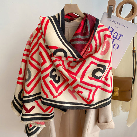 Women's Simple Thickened Warm Reversible Scarf