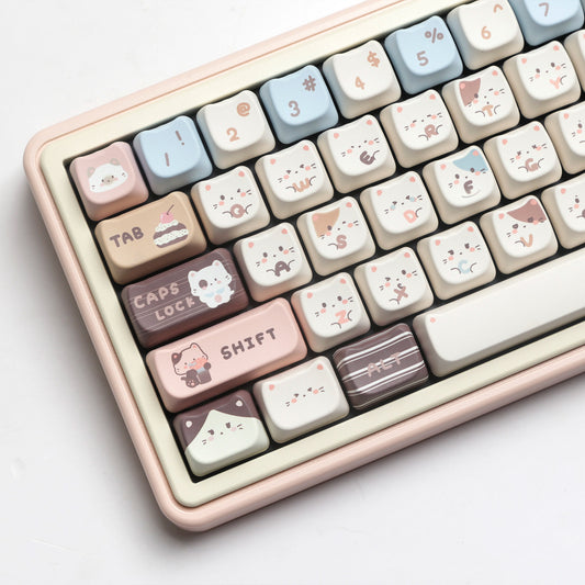 High Sea Salt Cat Full Set PBT Sublimation Key Cap March Past Space 7u Supplement