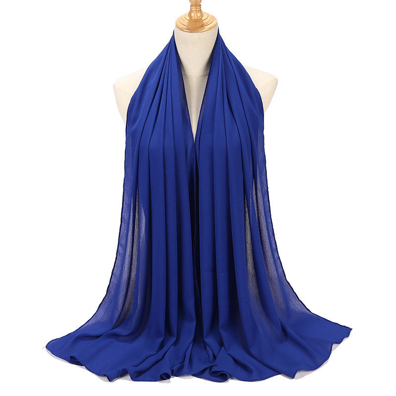 Natural Wrinkle Monochrome Chiffon Scarf Breathable Pleated Women's Toe Cap Scarf