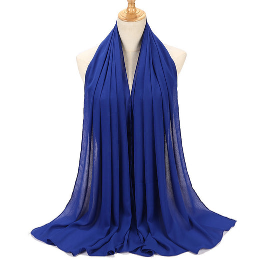Natural Wrinkle Monochrome Chiffon Scarf Breathable Pleated Women's Toe Cap Scarf