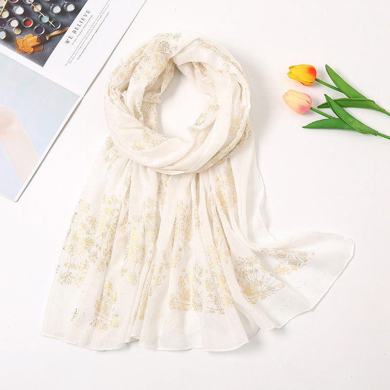 Vintage Bronzing Small Flower Cotton Scarf