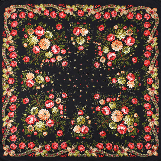 Ethnic Style Tassel Flowers Printed Scarf Embroidered Shawl