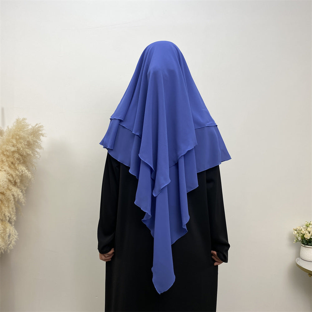 Solid Color Chiffon Turban Solid Color Double Layer