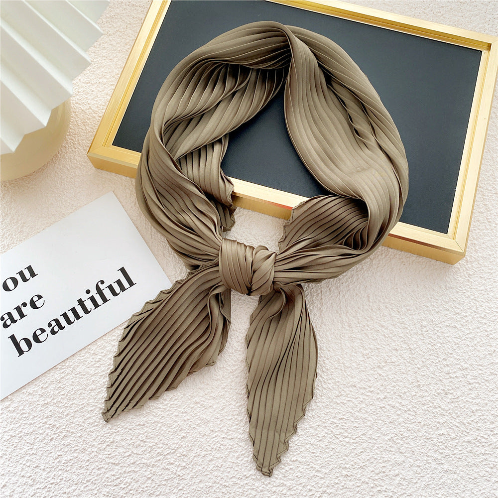 Women's Fashion Solid Color Pleated Scarf