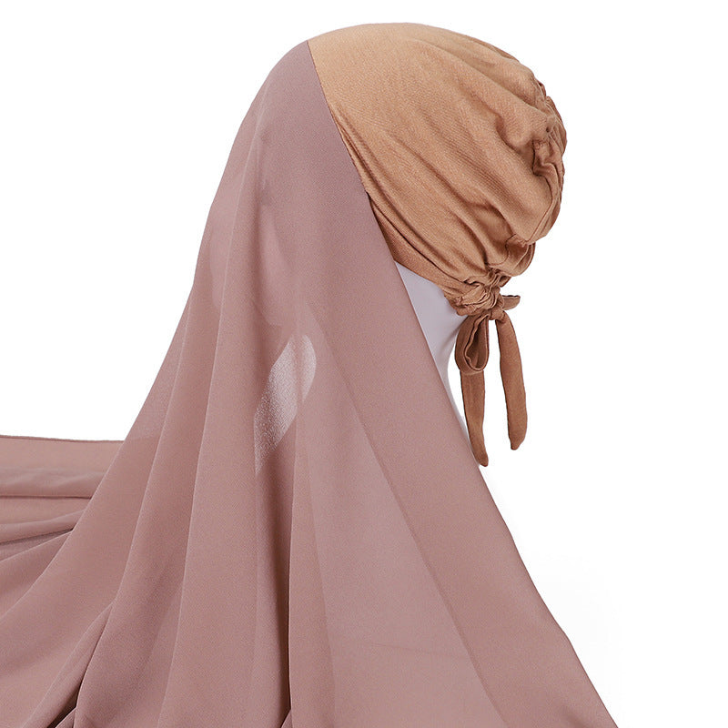 Pearl Chiffon With Elastic Bottoming Hood Scarf