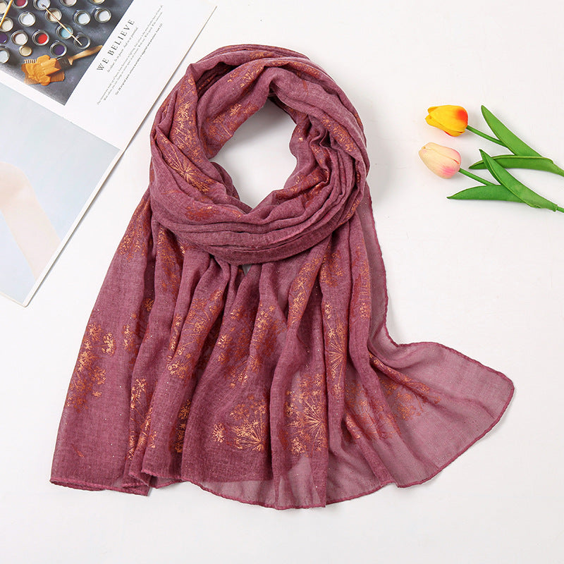 Vintage Bronzing Small Flower Cotton Scarf