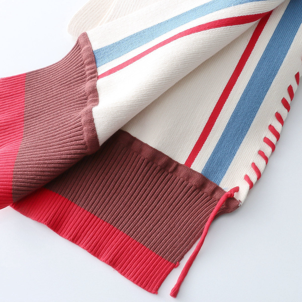 Cartoon Embroidery Contrast Color Striped Thick Thermal Knitting Scarf
