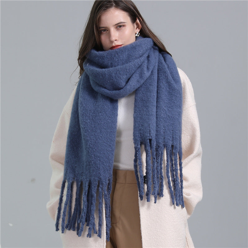 Extended Scarf Winter Cashmere-like Warm All-matching Solid Color Scarf