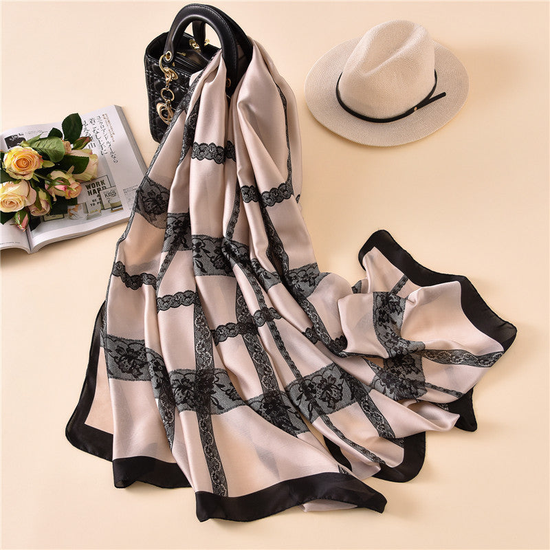 Women's Thick Fashion Lace Scarf Sunscreen Silk