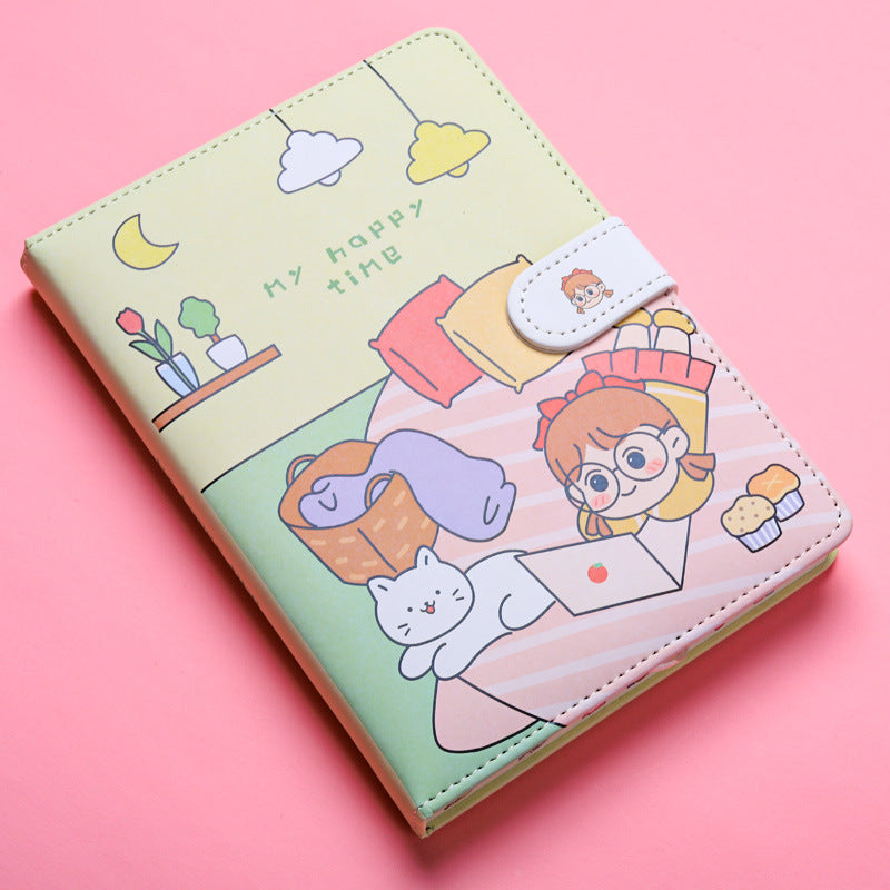 Kaba Bear Hippo Small White Magnetic Buckle Notebook Portable Notebook Girl Heart Creative Cute Hand Book