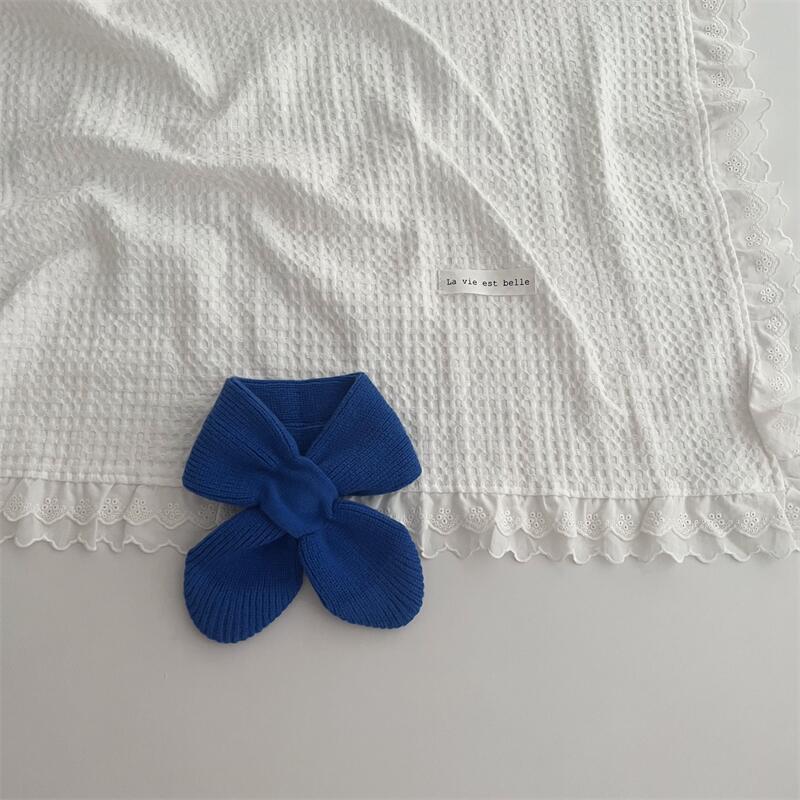 Korean Version Of Solid Color Knitted Cross Small Scarf