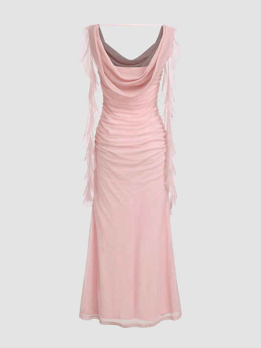 Elegant Solid-Colored Ribbon Wedding & Party Dress