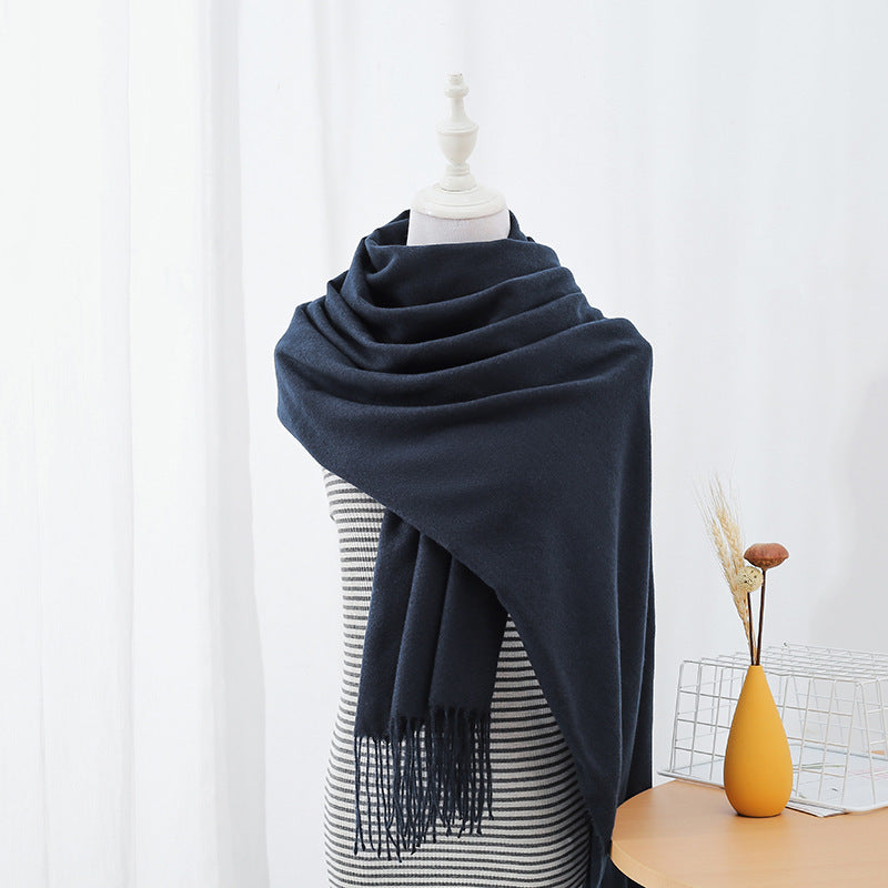 Solid Colored Long Towel Thickened For Warmth
