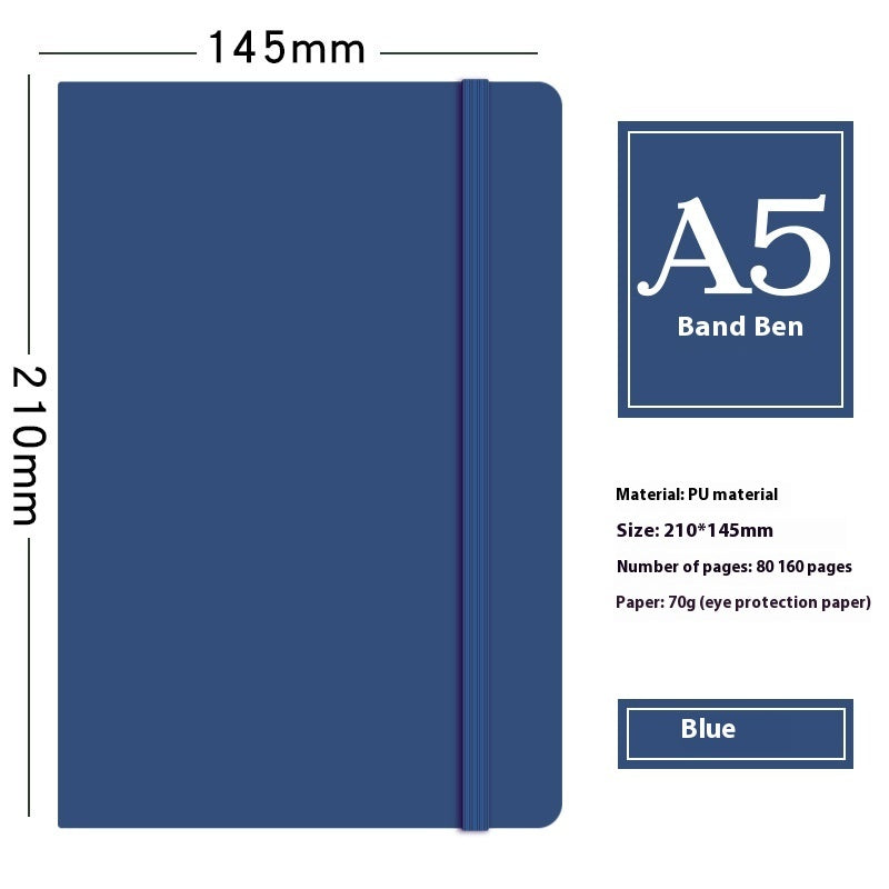 A5 Strap Notebook Pen Insert Leather Surface