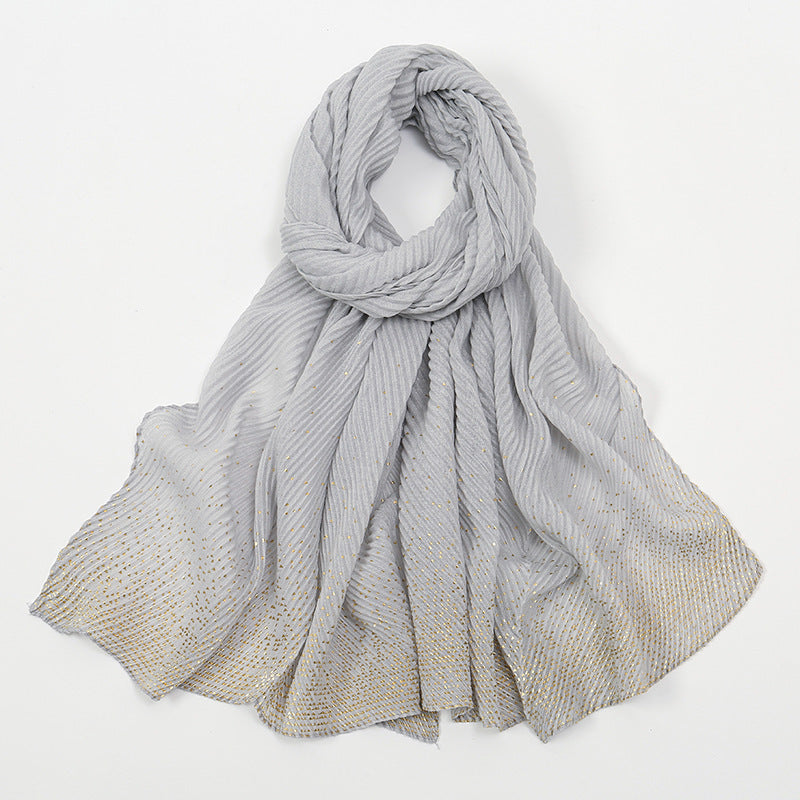 Gilding Crumpled Solid Color Polyester Scarf Women