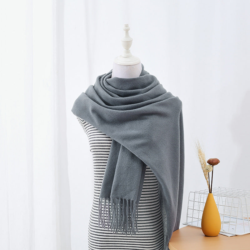 Solid Colored Long Towel Thickened For Warmth