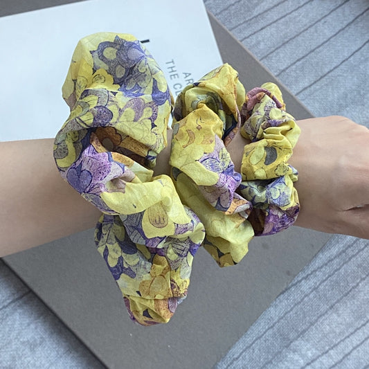 Yellow Watercolor Large Intestine Cloth Hair Ring No Plus-sized Floral