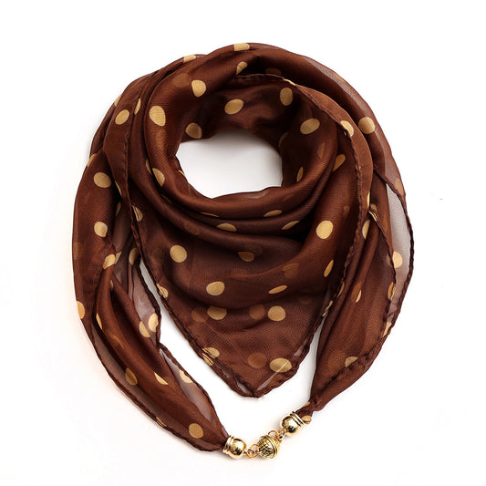 Golden Ball Floral Chiffon Scarf Women's Printed Thin