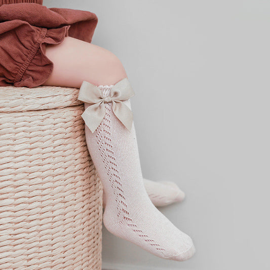 Children's New Hollow Mesh Bow Socks