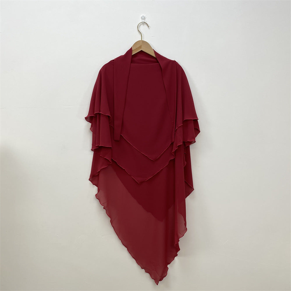 Solid Color Chiffon Turban Solid Color Double Layer