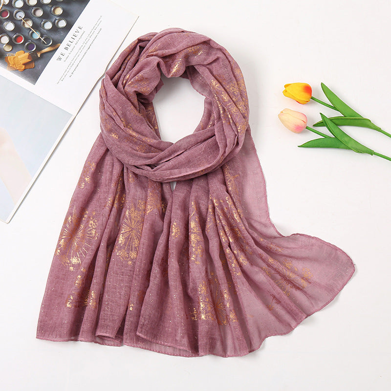 Vintage Bronzing Small Flower Cotton Scarf