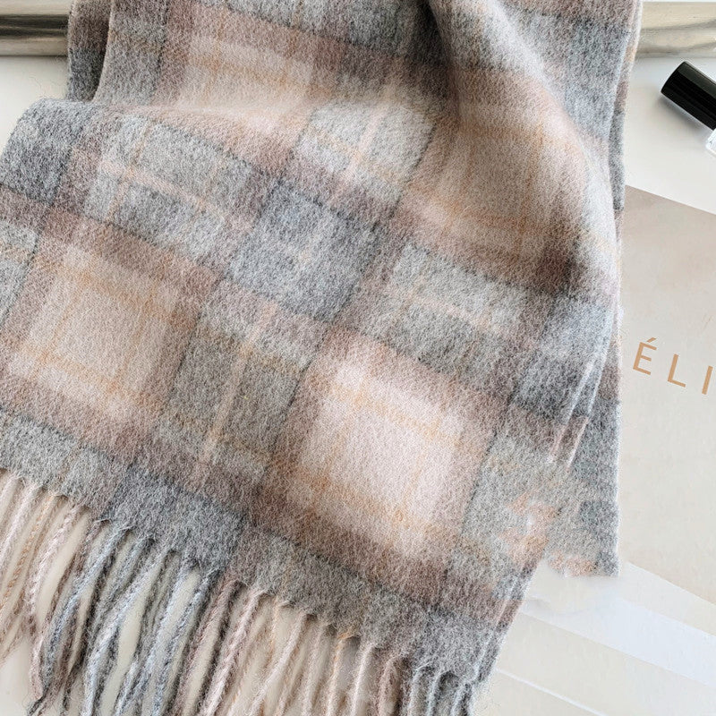 Women's Versatile Fashion Wool Plaid Scarf
