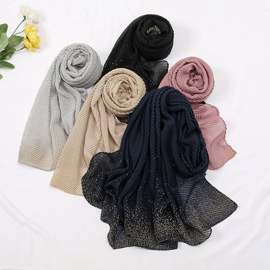 Gilding Crumpled Solid Color Polyester Scarf Women