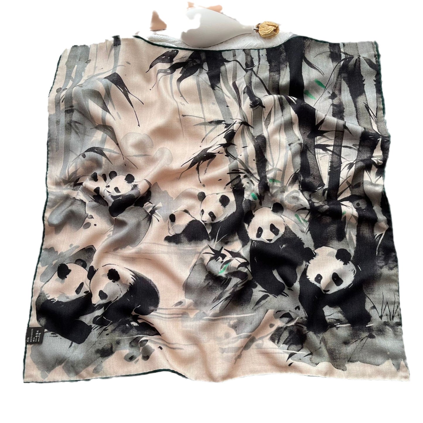 Ink Painting Panda Printing Wool Scarf