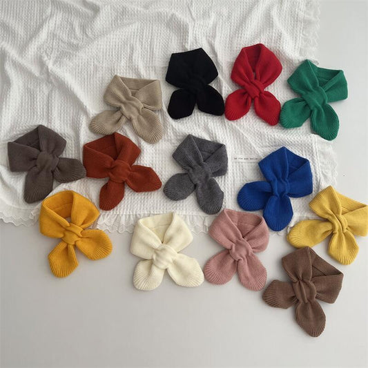 Korean Version Of Solid Color Knitted Cross Small Scarf