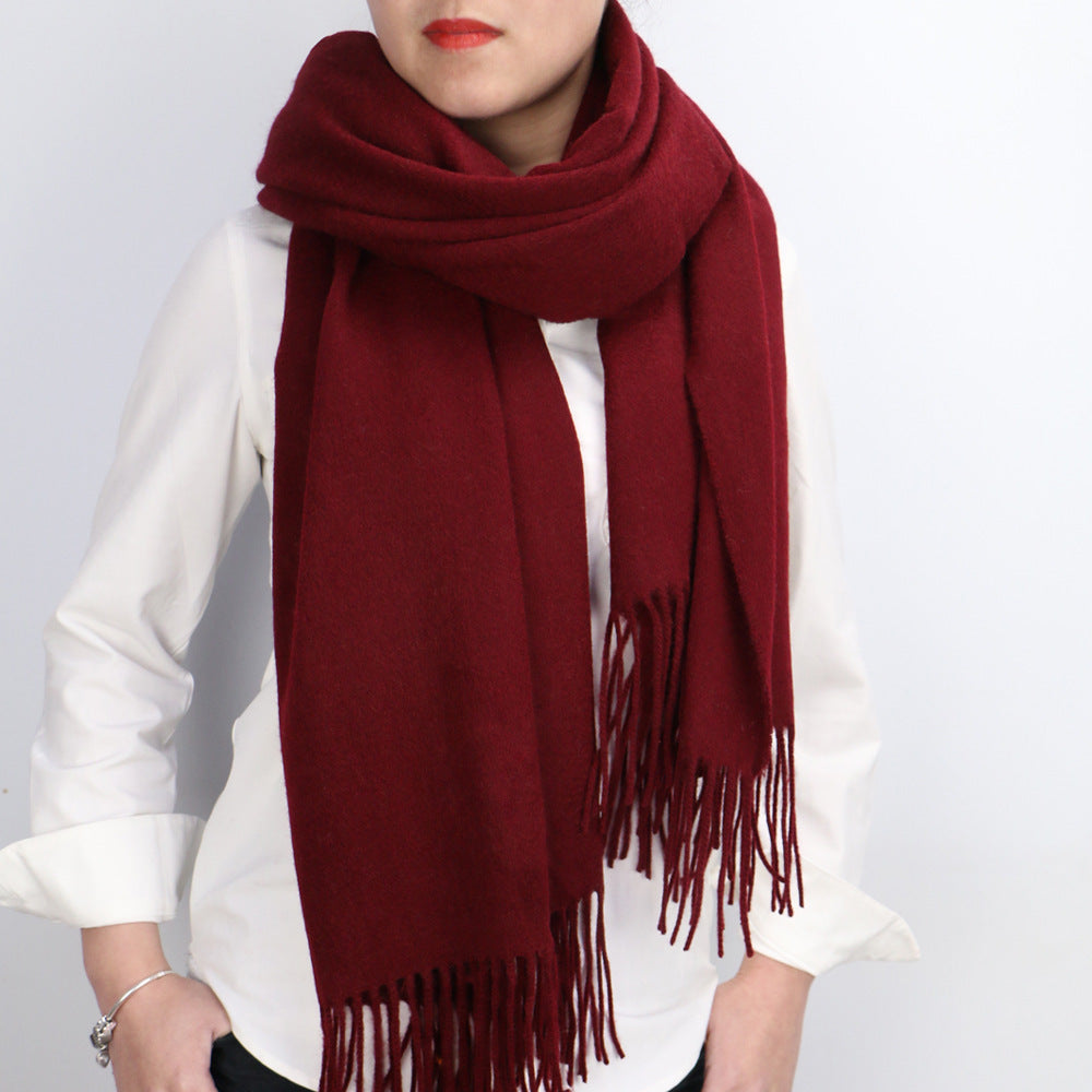 Autumn Winter Women's Solid Color Scarf Men's Plain Shawl Thickened Cloak