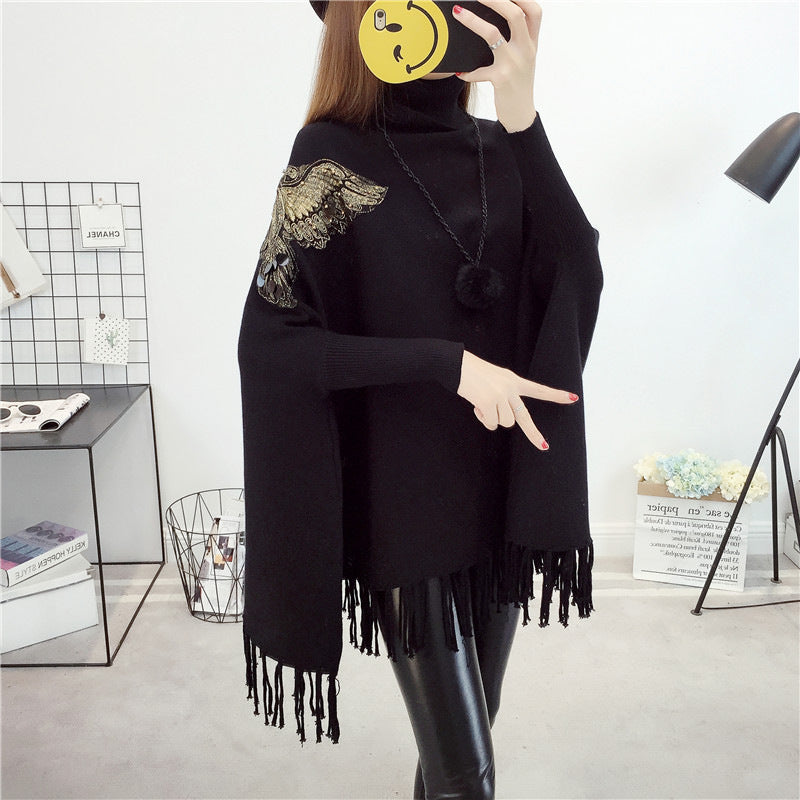 Bat Sleeve Spring Cloak Fringed Cloak Shawl