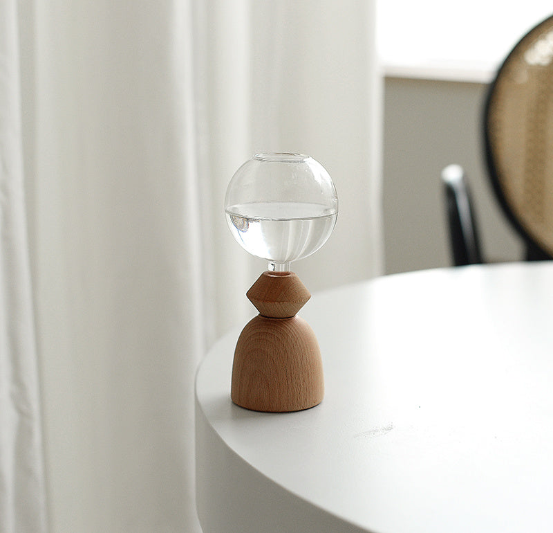 Wooden Base Geometric Bubble Vase Nordic Ins  Decorative Floral Combination