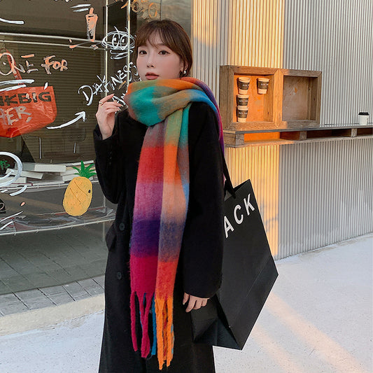 Green Cashmere Like Plaid Soft Waxy Scarf