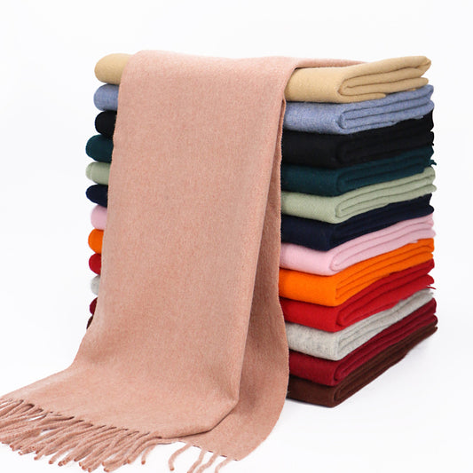 Autumn Winter Women's Solid Color Scarf Men's Plain Shawl Thickened Cloak