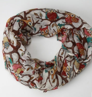 Chamsgend Newly Design Women Ladies Owl Cartoon Print Scarf Warm Wrap Shawl O Neck Rings 160405 Drop Shipping Chamsgend