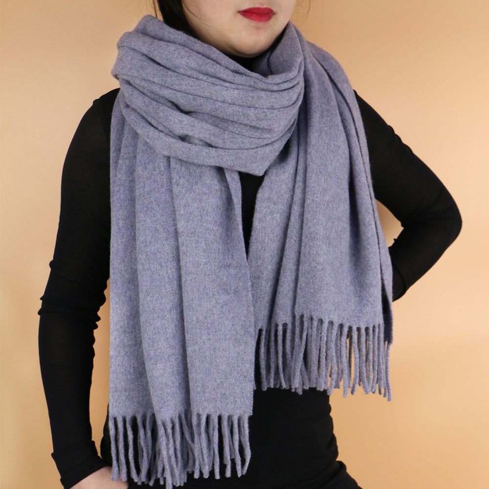 Autumn Winter Women's Solid Color Scarf Men's Plain Shawl Thickened Cloak