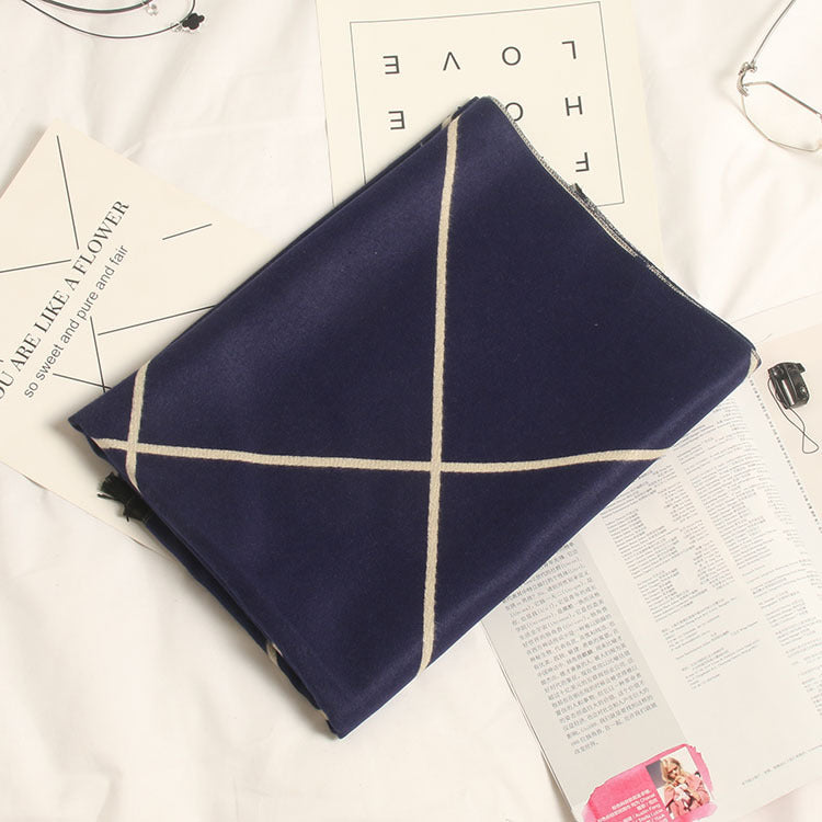 Autumn and winter double-sided plaid cashmere scarf for ladies