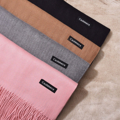 Autumn and winter fringed cashmere scarf
