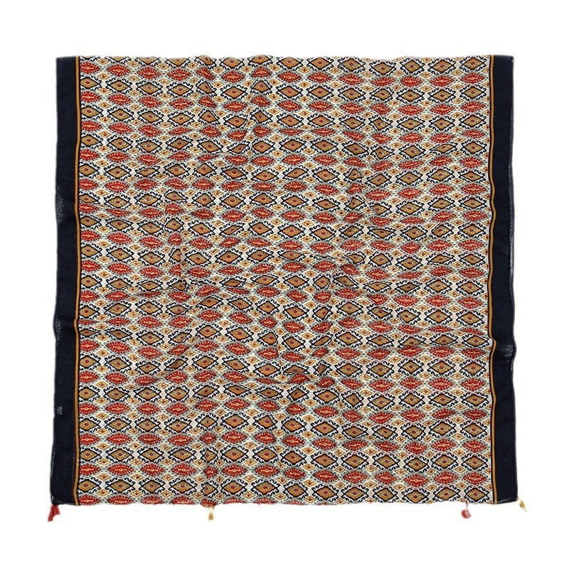 Voile Tassel Sun-proof Printed Scarf