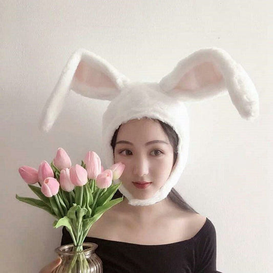 Cute Girl Hat Plush Rabbit Bunny Ears Hat Earflap Cap Head Warmer Head Wear