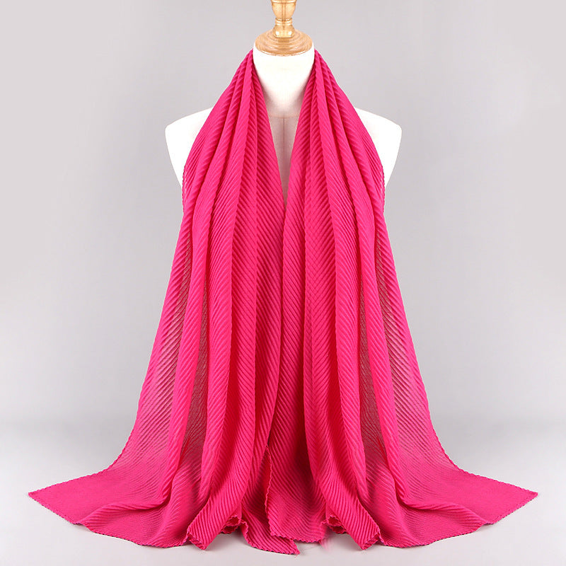 Twill Crumpled Pleated Scarf Women's Bag Headscarf