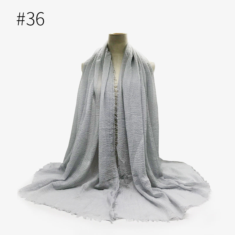Monochrome Split Wrinkle Scarf Women's Toe Cap Shawl