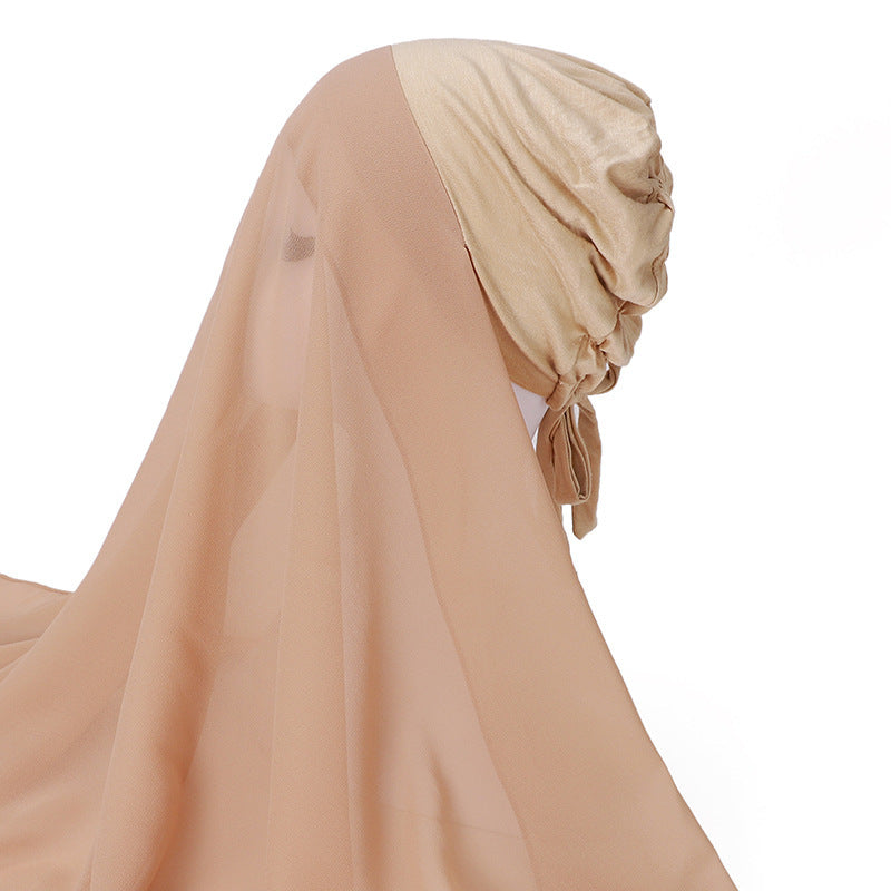 Pearl Chiffon With Elastic Bottoming Hood Scarf