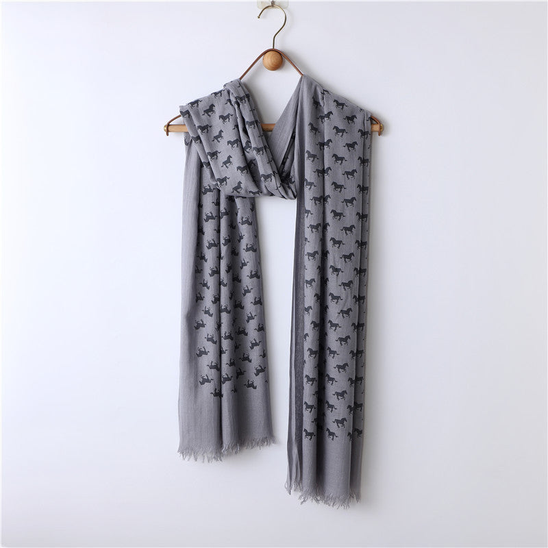 Solid Color Neutral Loose Beard Polyester-cotton Pony Print Loose Beard Tassel Men's Scarf