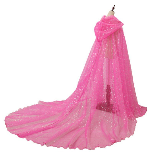 Stage Costume Shiny Bronzing Hooded Cape