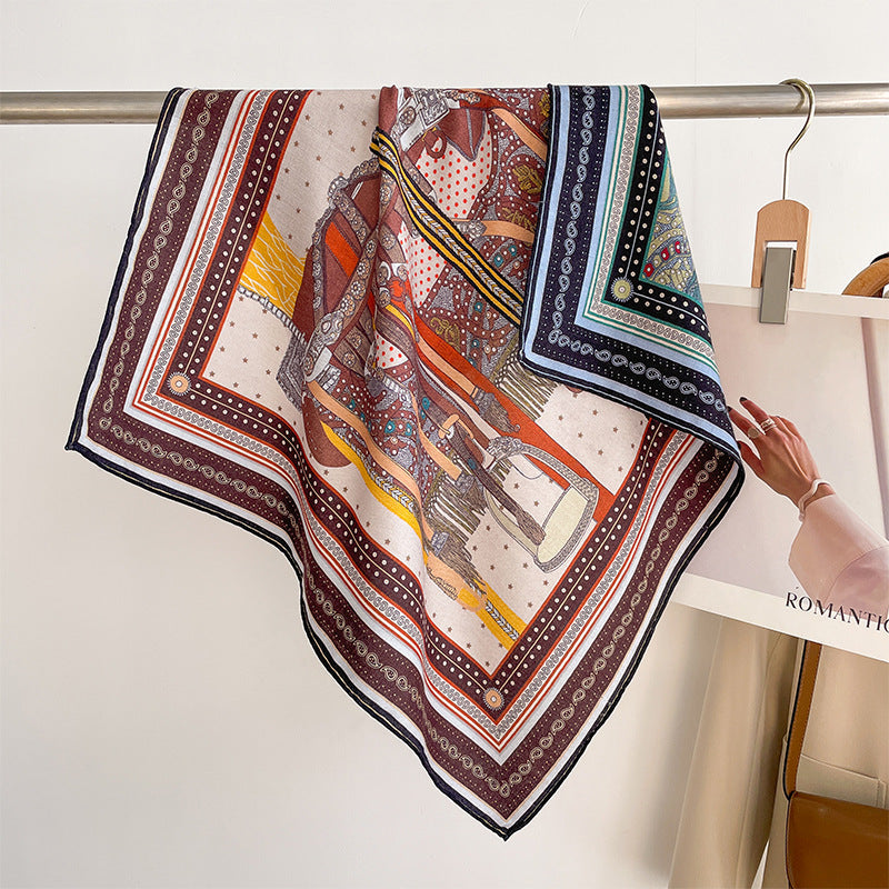 Tropical Jungle Double-color Silk Wool Square Scarf