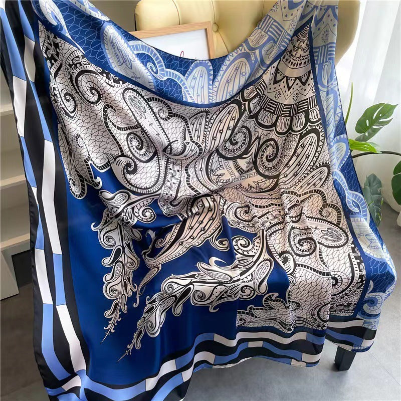 Women's Square Scarf Cashew Satin Print