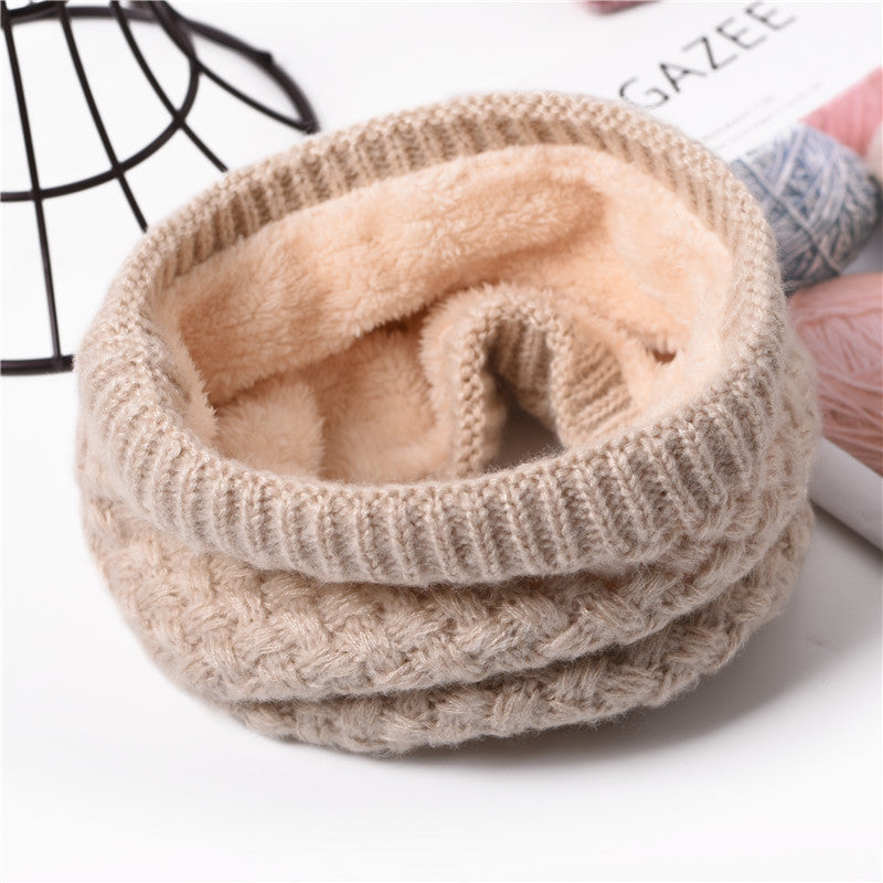 Fashion Couple Fleece-lined Thickened Pullover Keep Warm Wool Knitted Scarf