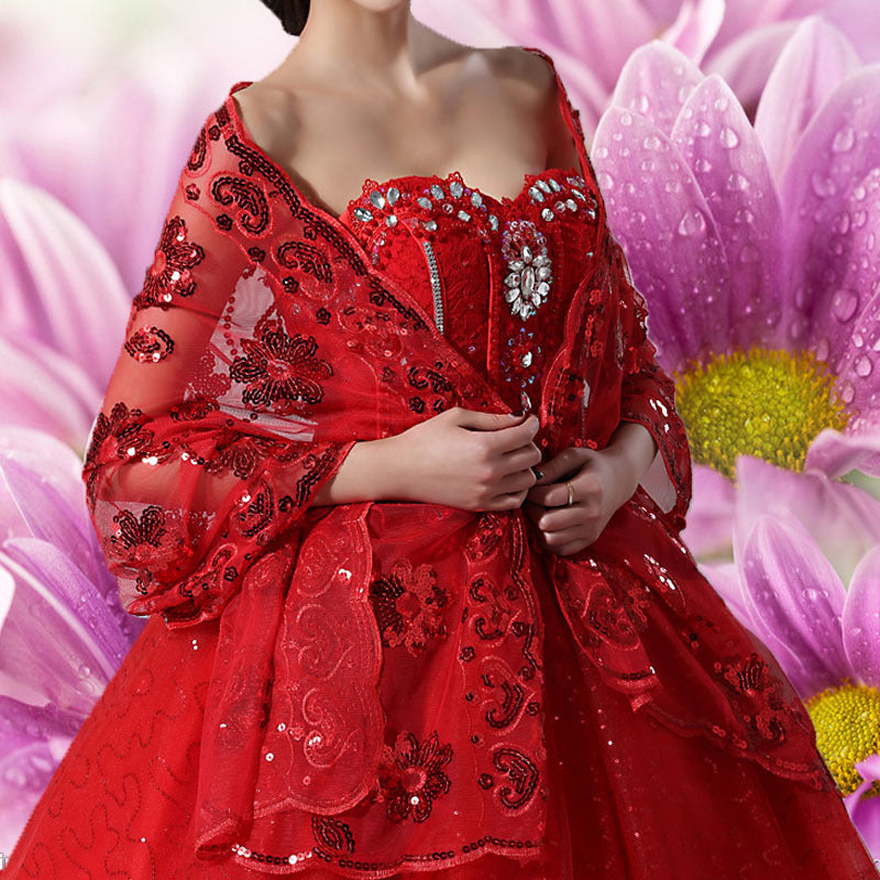 Bridal Wedding Shawl Sequin Lace