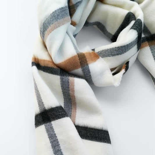 Large Square Plaid Cashmere Shawl